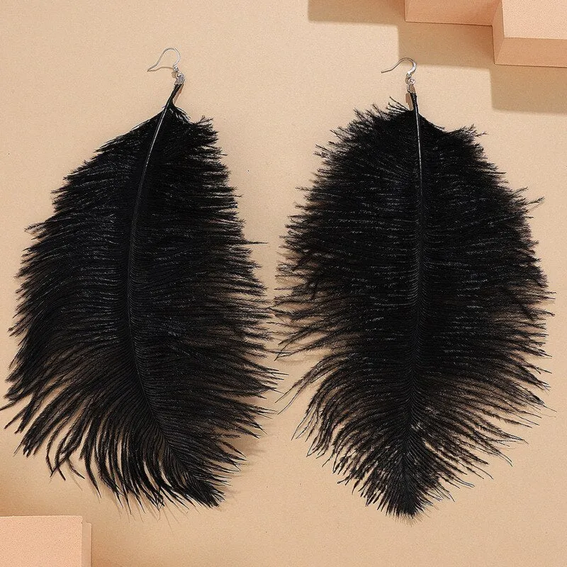 Bohemian Large Feather Earrings For Women