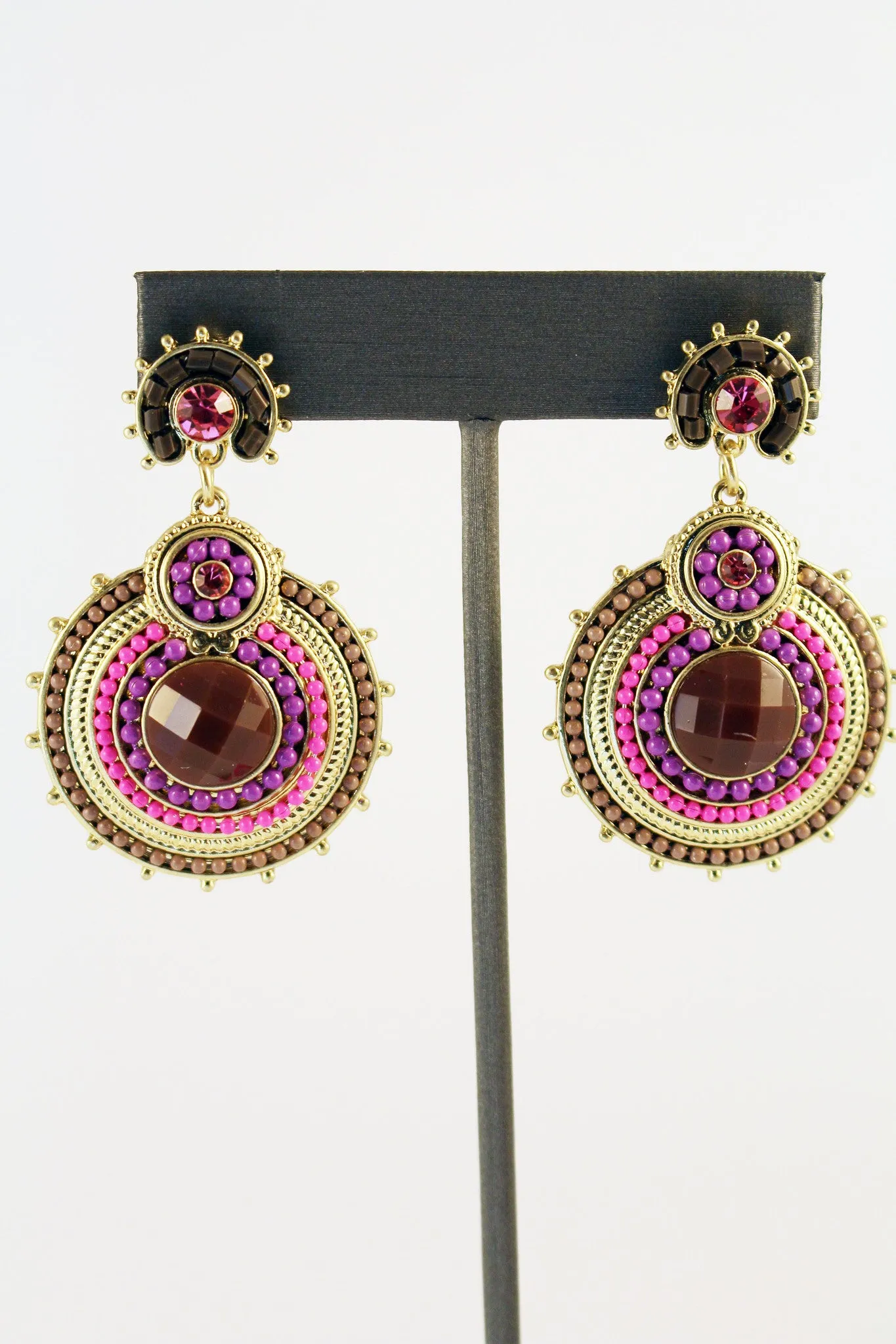 Bohemian, Purple and Pink Bold Earrings