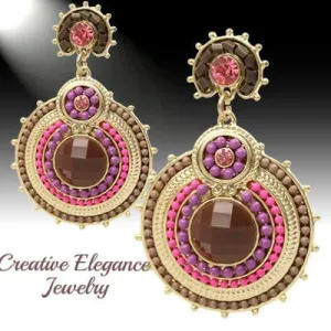 Bohemian, Purple and Pink Bold Earrings