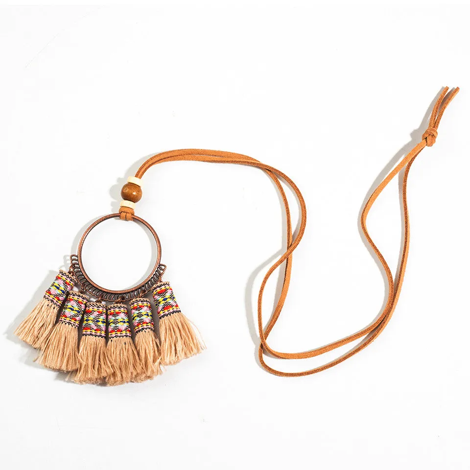 Bohemian Tassel Pendant Necklace OR  Bohemian Tassel Choker Necklace Earrings