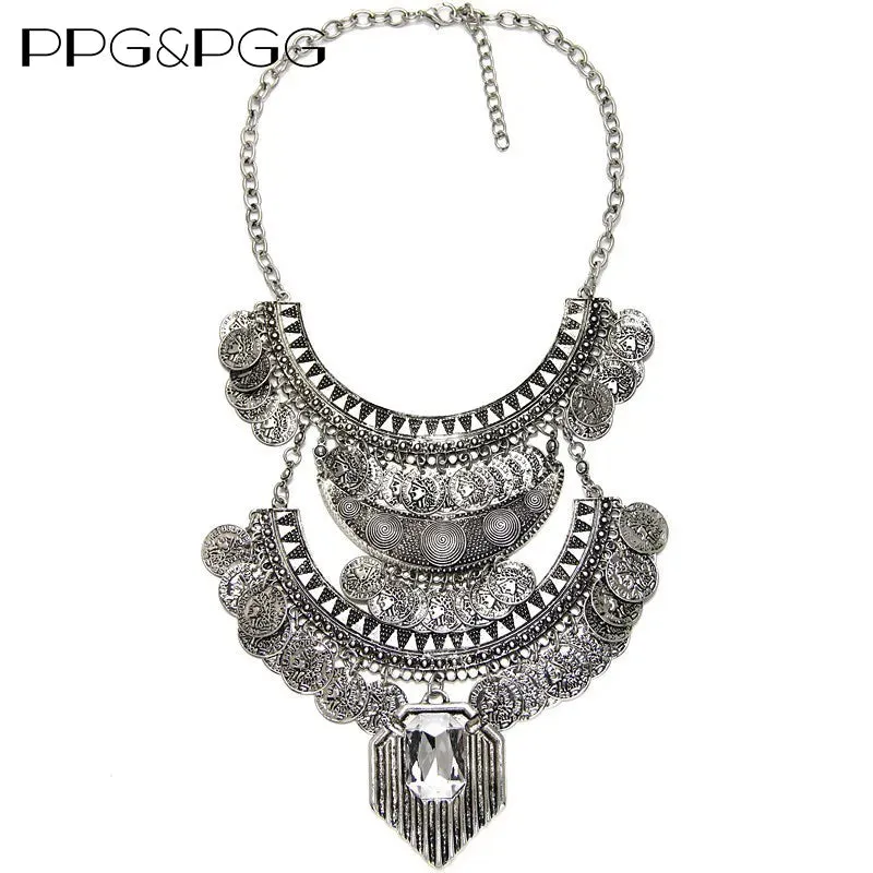 Bohemian Vintage Choker Necklace Women Indian Ethnic Statement Large Collar Necklaces Pendant Maxi Gypsy Big Choker Necklace