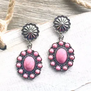 Boho Pink Two-Tier Floral Earrings