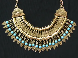 Bold Spike Gold Statement Turquoise Gypsy Choker Necklace