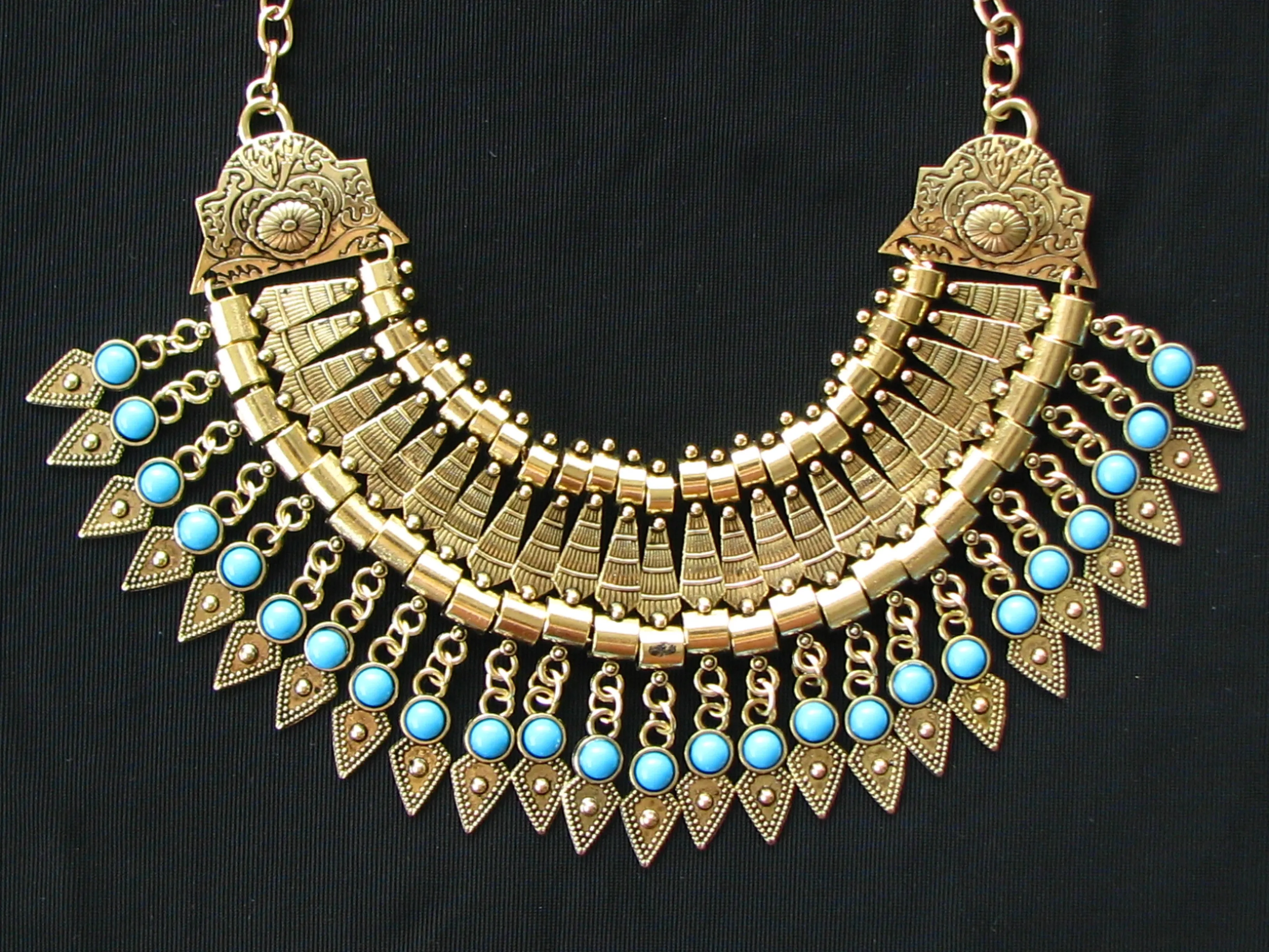 Bold Spike Gold Statement Turquoise Gypsy Choker Necklace