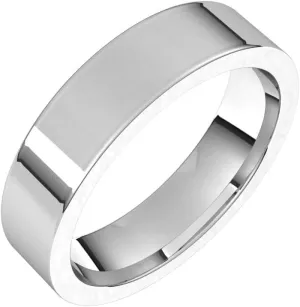 Bonyak Jewelry Platinum 5mm Flat Comfort Fit Band Beautiful, Size 5.5