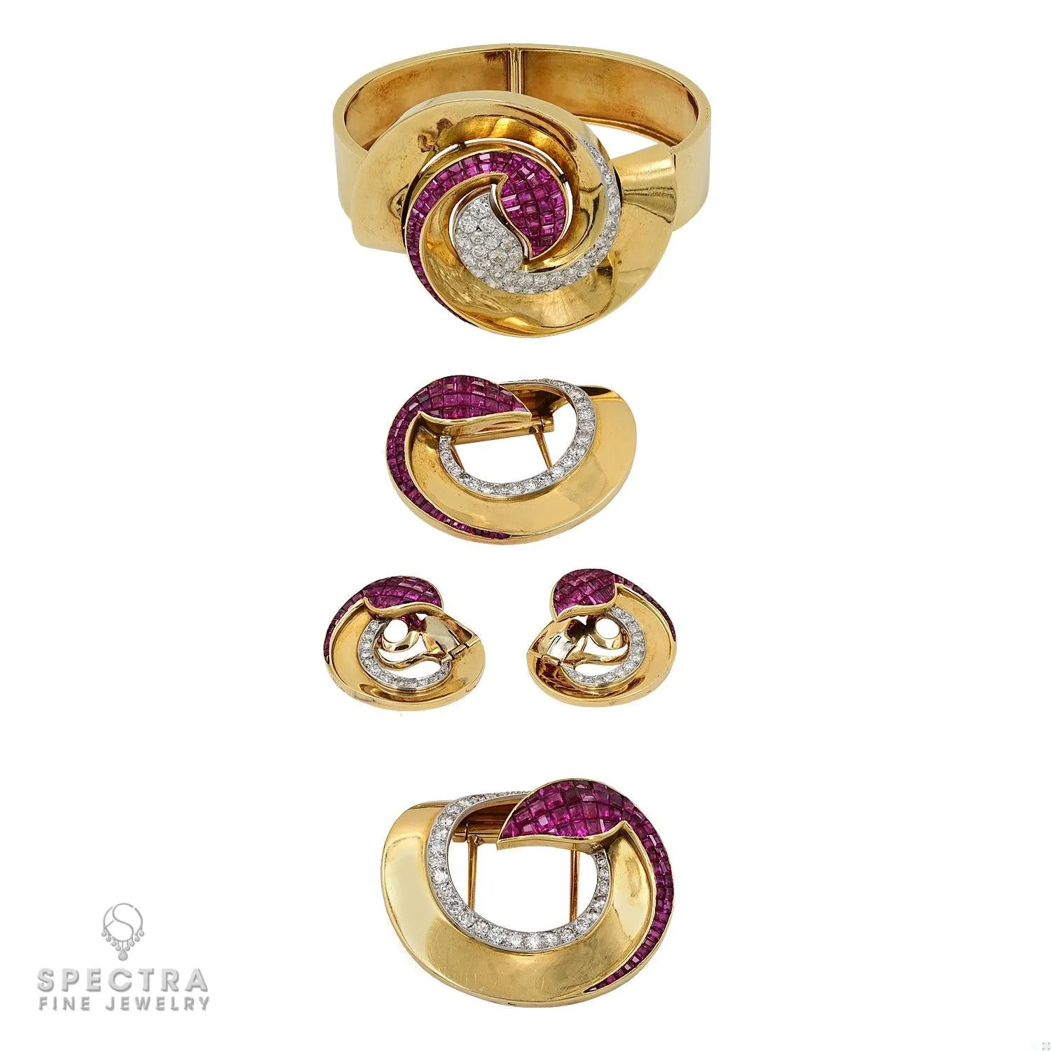 Boucheron Vintage Art Deco Era Demi Parure Suite