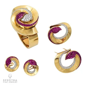Boucheron Vintage Art Deco Era Demi Parure Suite