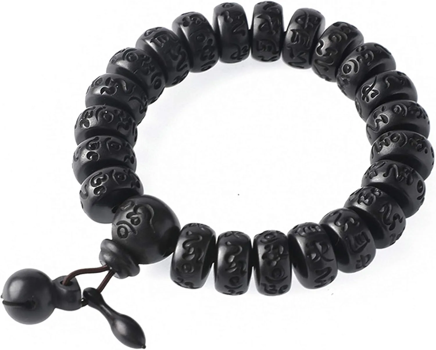 bracelets for men,beaded bracelets, Feng Shui Wealth Bracelet Lightning Strikes Wooden Jujube Wooden Bucket Beads Carved Six-Character Mantra Stretchy Bangle Hand Carved Mantra Bead Talisman for Attra