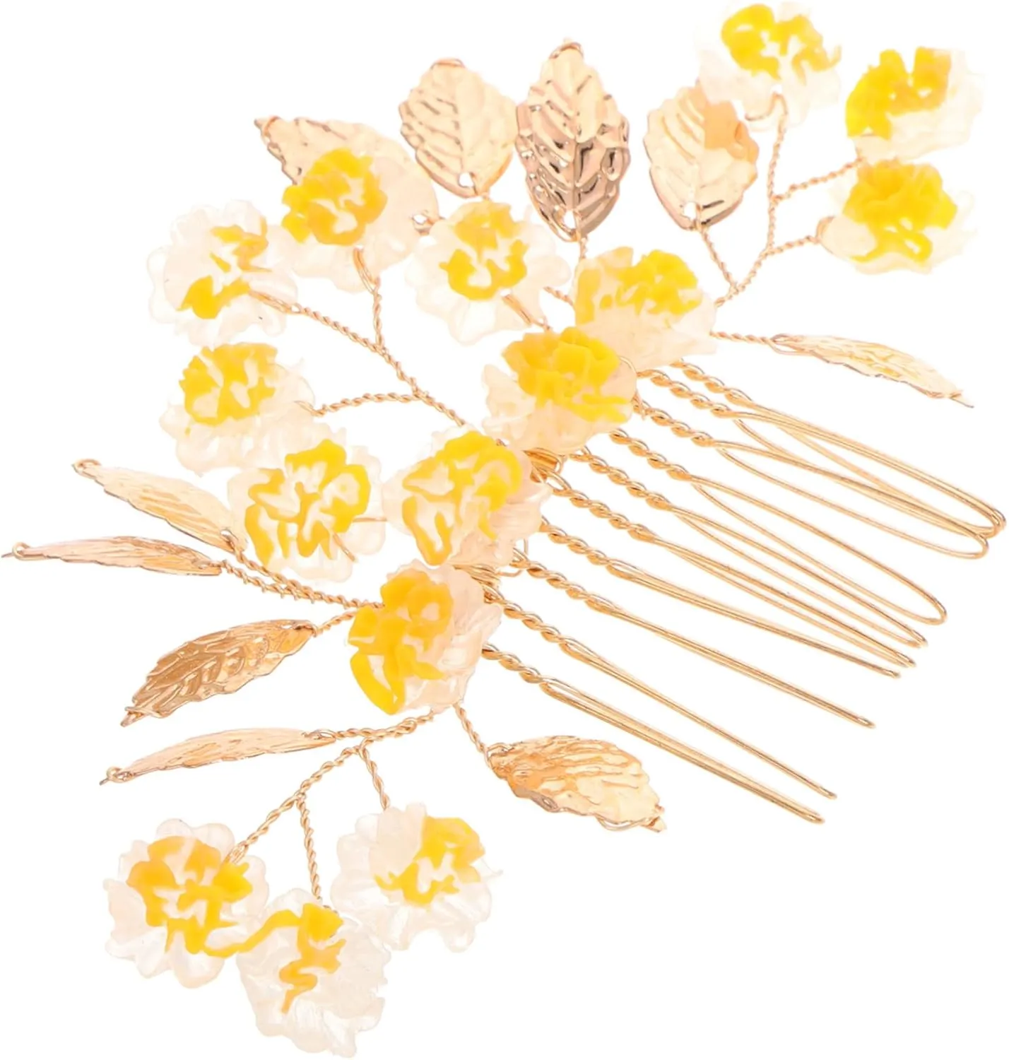 Bridal Hair Comb with Simulated Flower Leaves Aesthetic Hair Accessories for Weddings Parties Banquets