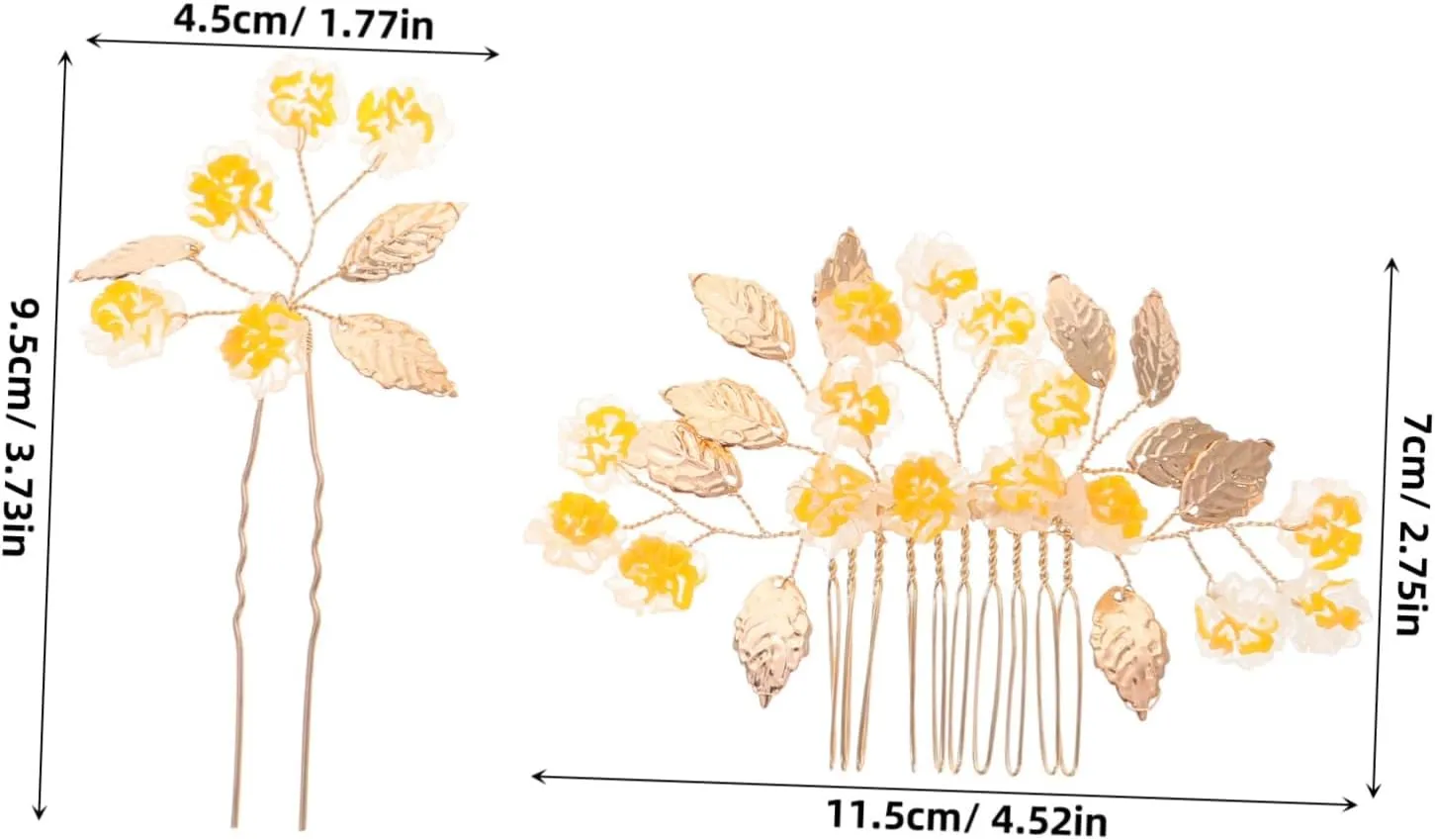 Bridal Hair Comb with Simulated Flower Leaves Aesthetic Hair Accessories for Weddings Parties Banquets