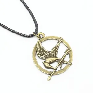 Bronze Skull Mocking Bird Pendant Necklace for Men