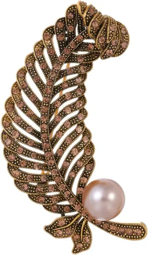 Brooch 1 Piece Of Cut Out Feather Pearl Brooch Ladies Sweater Accessories Pin Suit Corsage