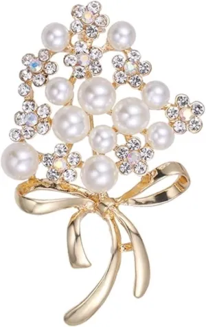 Brooches Brooch Simulated Pearl Flower Zinc Alloy Brooch Pins in Gold Color Plated Women