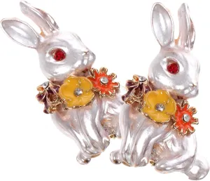 Bunny Brooch Badge Rabbit Lapel Pin Year of The Rabbit Pins Bow Brooch Jewelries