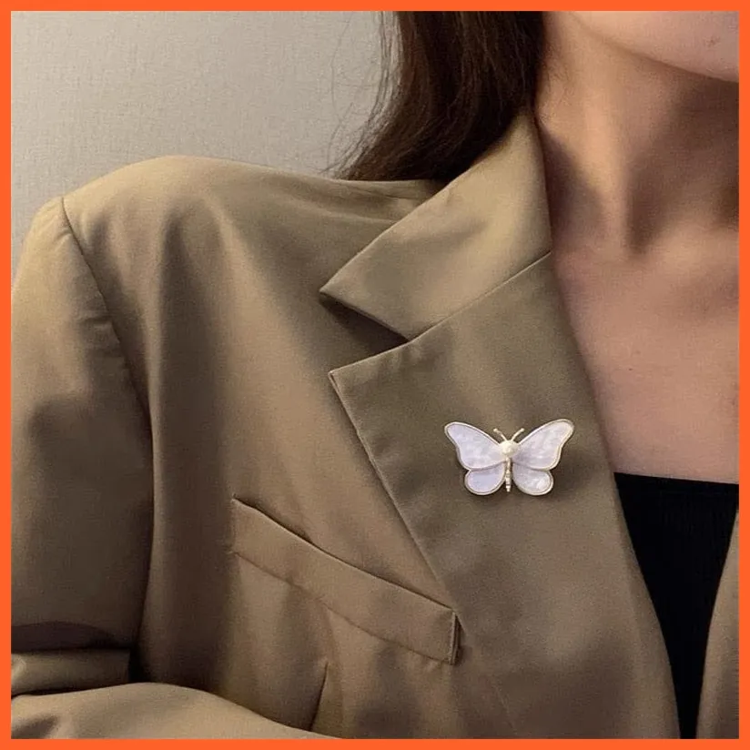 Butterfly Brooches For Women | Charm Pearl Gold Color Brooch Pins