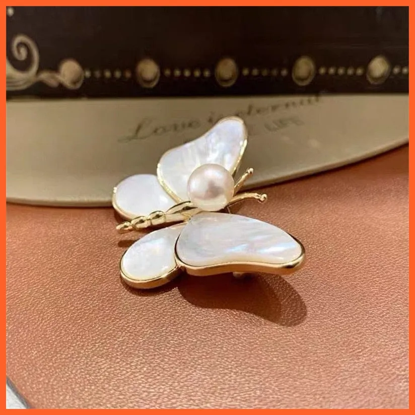 Butterfly Brooches For Women | Charm Pearl Gold Color Brooch Pins