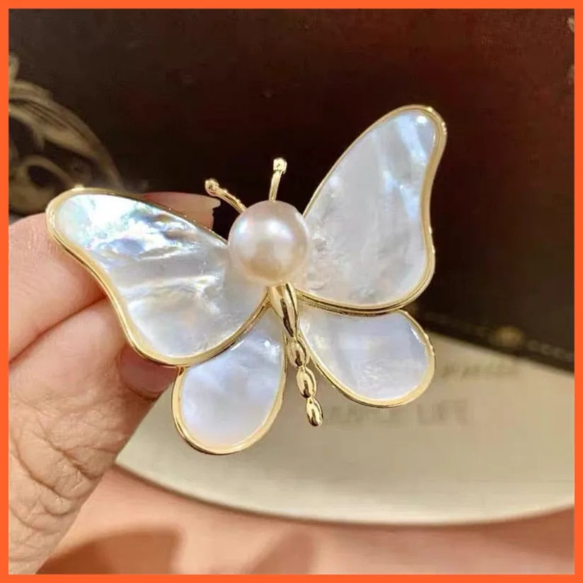 Butterfly Brooches For Women | Charm Pearl Gold Color Brooch Pins