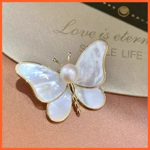 Butterfly Brooches For Women | Charm Pearl Gold Color Brooch Pins
