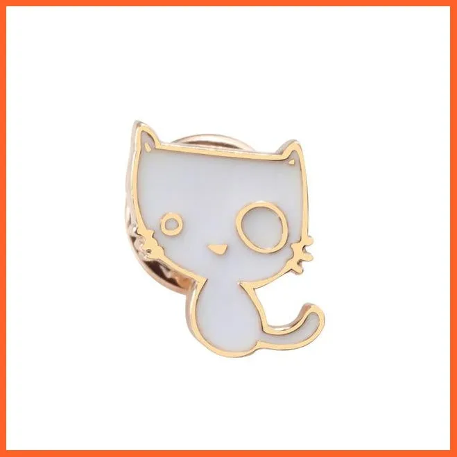 Cartoon Animal Brooches | Cool Kitten Collar Lapel Pin Bag Metal Badges