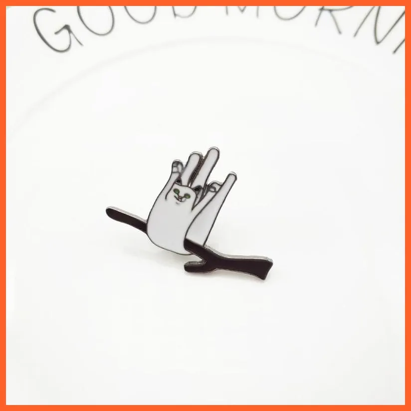 Cartoon Animal Brooches | Cool Kitten Collar Lapel Pin Bag Metal Badges