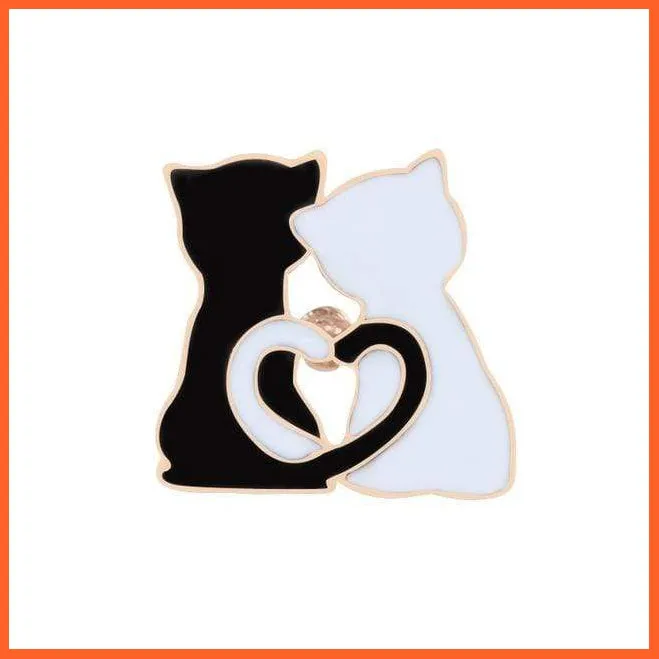 Cartoon Cat Fish Bone Brooch |  Women Men Lapel Pin Badge Couple Jewellery