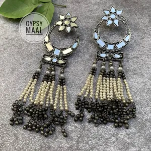 Chand Seesha & Moti Long Earrings