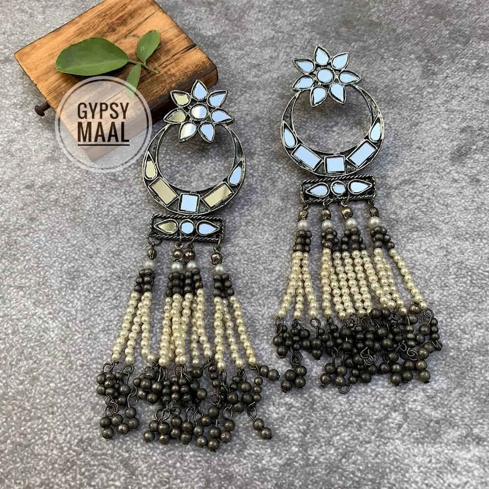 Chand Seesha & Moti Long Earrings
