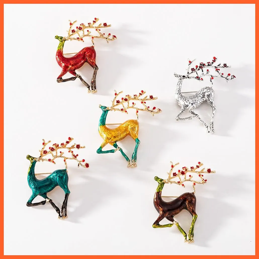 Christmas Deer Enamel Reindeer Brooch
