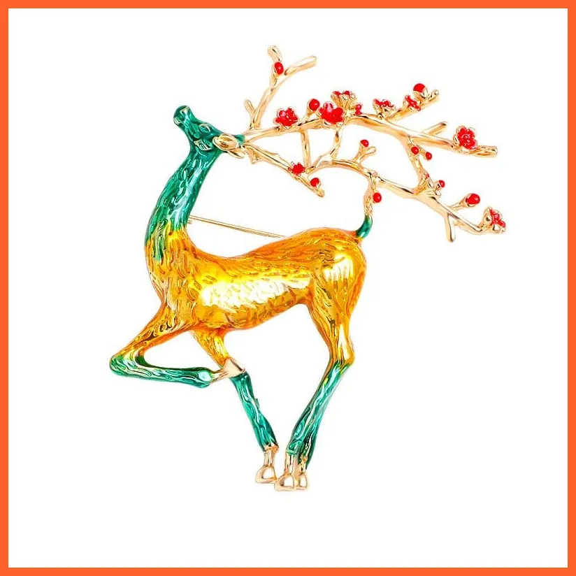 Christmas Deer Enamel Reindeer Brooch