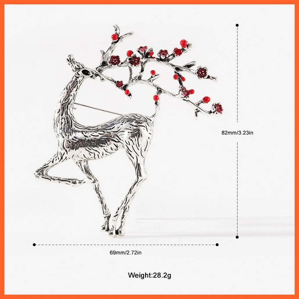 Christmas Deer Enamel Reindeer Brooch