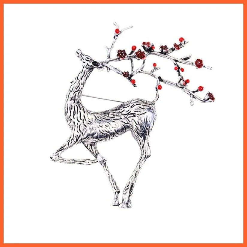Christmas Deer Enamel Reindeer Brooch