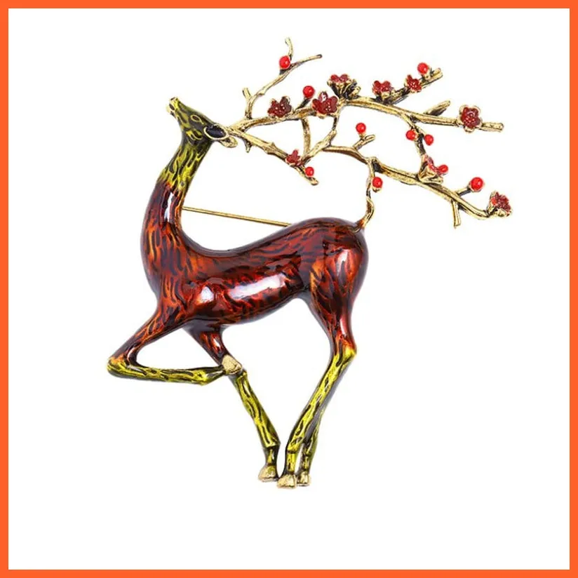 Christmas Deer Enamel Reindeer Brooch