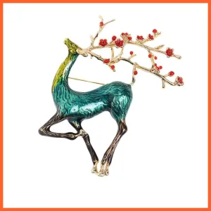 Christmas Deer Enamel Reindeer Brooch