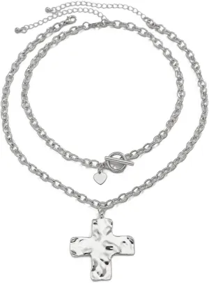 Chunky Cross Necklaces for Women Big Cross Necklace Gold Cross Necklace Chunky Silver Necklace Trendy Statement Jewelry