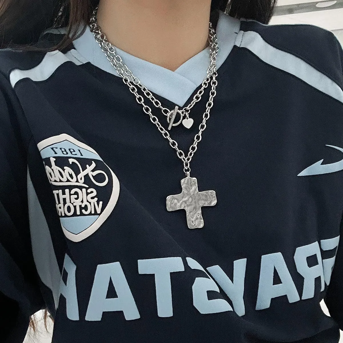 Chunky Cross Necklaces for Women Big Cross Necklace Gold Cross Necklace Chunky Silver Necklace Trendy Statement Jewelry