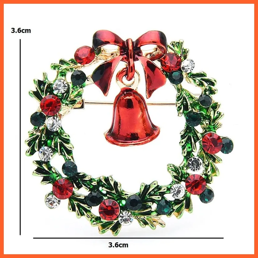 Classic Enamel Wreach Bell Brooches | Flower Christmas Brooch Pins