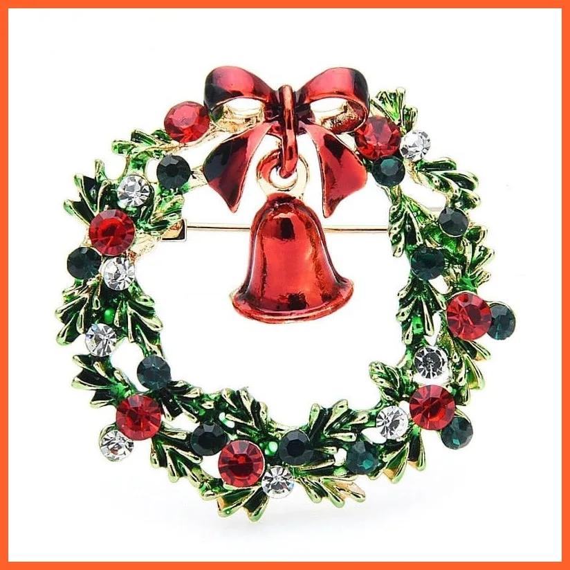 Classic Enamel Wreach Bell Brooches | Flower Christmas Brooch Pins