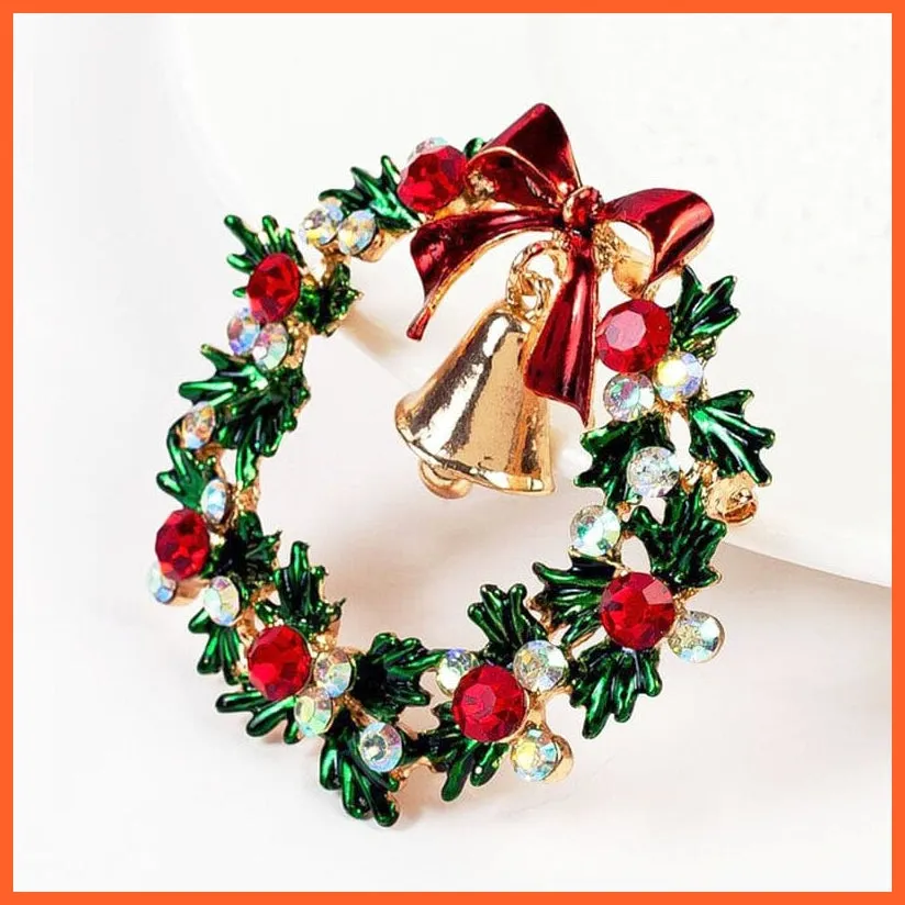 Classic Enamel Wreach Bell Brooches | Flower Christmas Brooch Pins