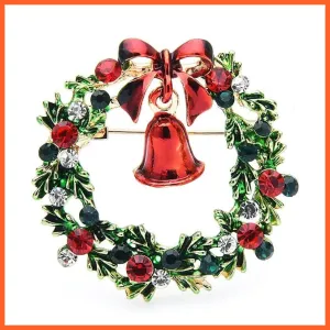 Classic Enamel Wreach Bell Brooches | Flower Christmas Brooch Pins
