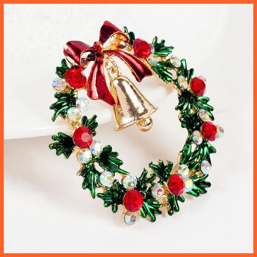 Classic Enamel Wreach Bell Brooches | Flower Christmas Brooch Pins