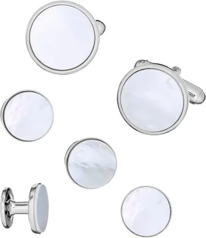 Classic Round Gemstone Cufflinks and Tuxedo Studs