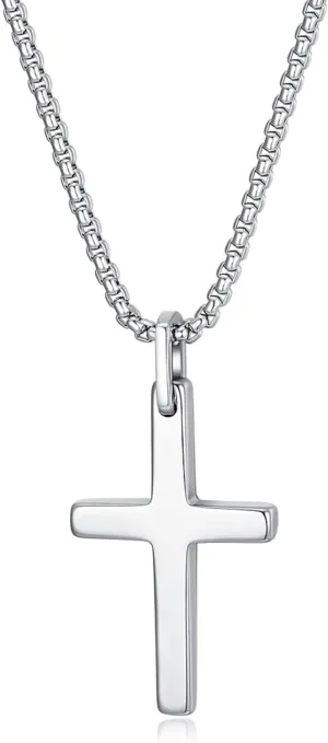 COAI Tungsten Necklace for Men, Cross Pendant Necklace for Men 20"/22"/24"