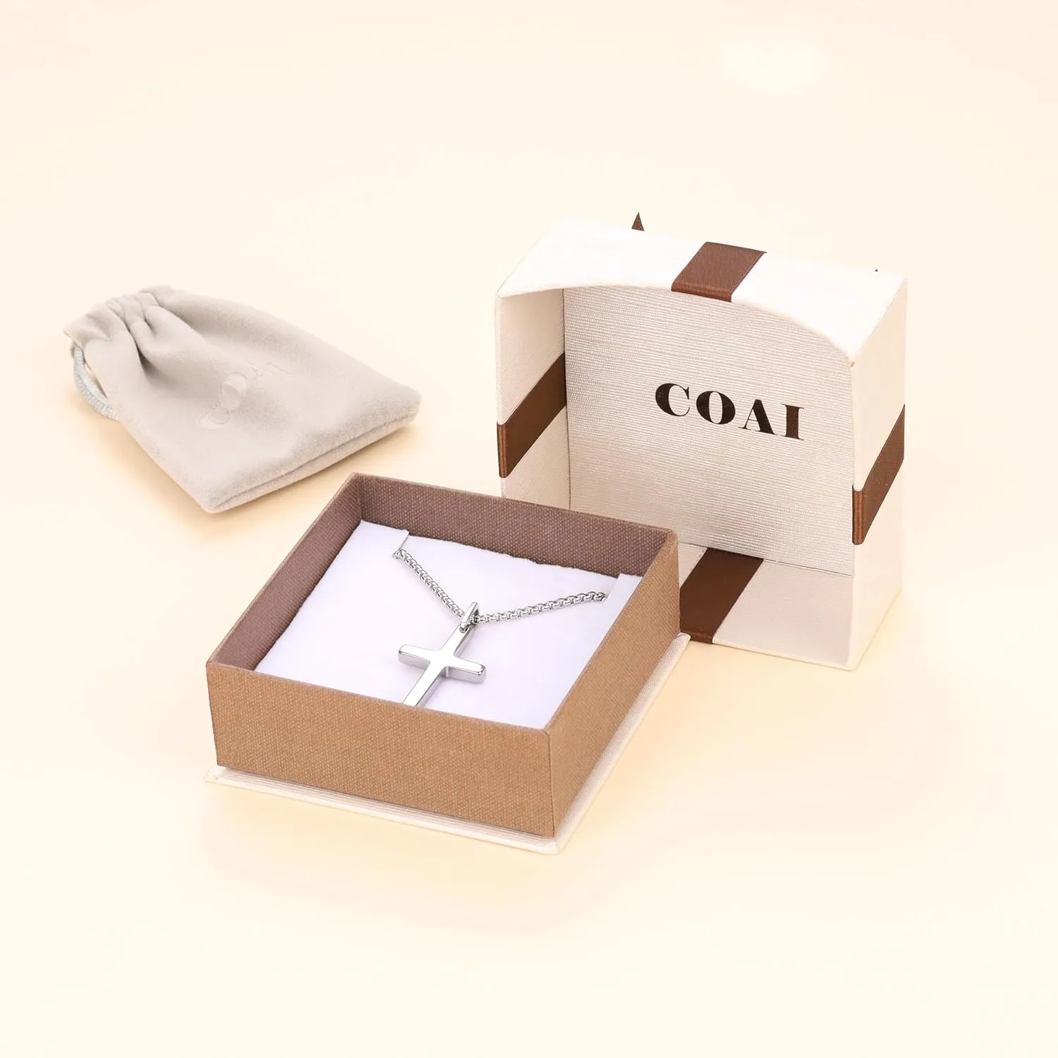 COAI Tungsten Necklace for Men, Cross Pendant Necklace for Men 20"/22"/24"