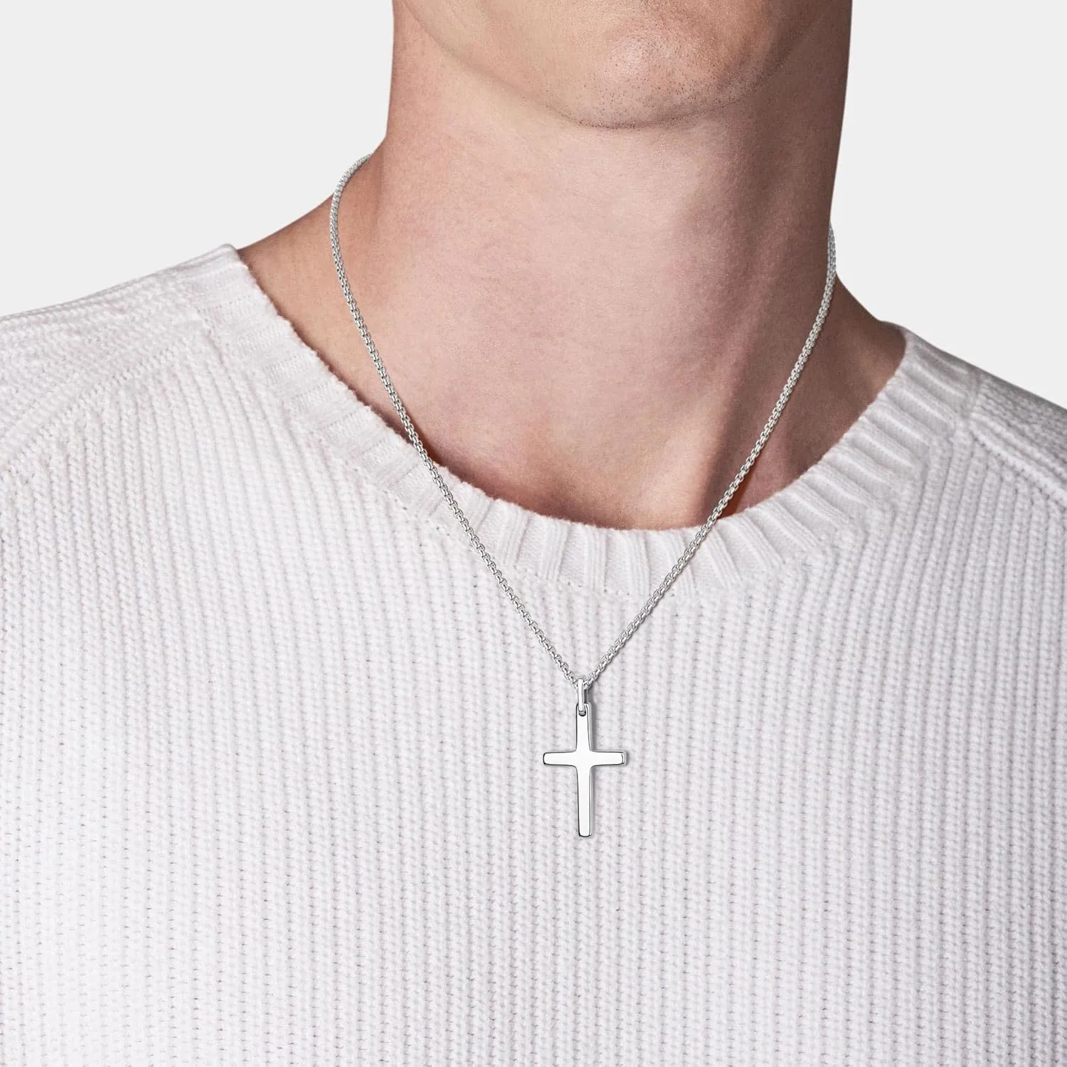 COAI Tungsten Necklace for Men, Cross Pendant Necklace for Men 20"/22"/24"
