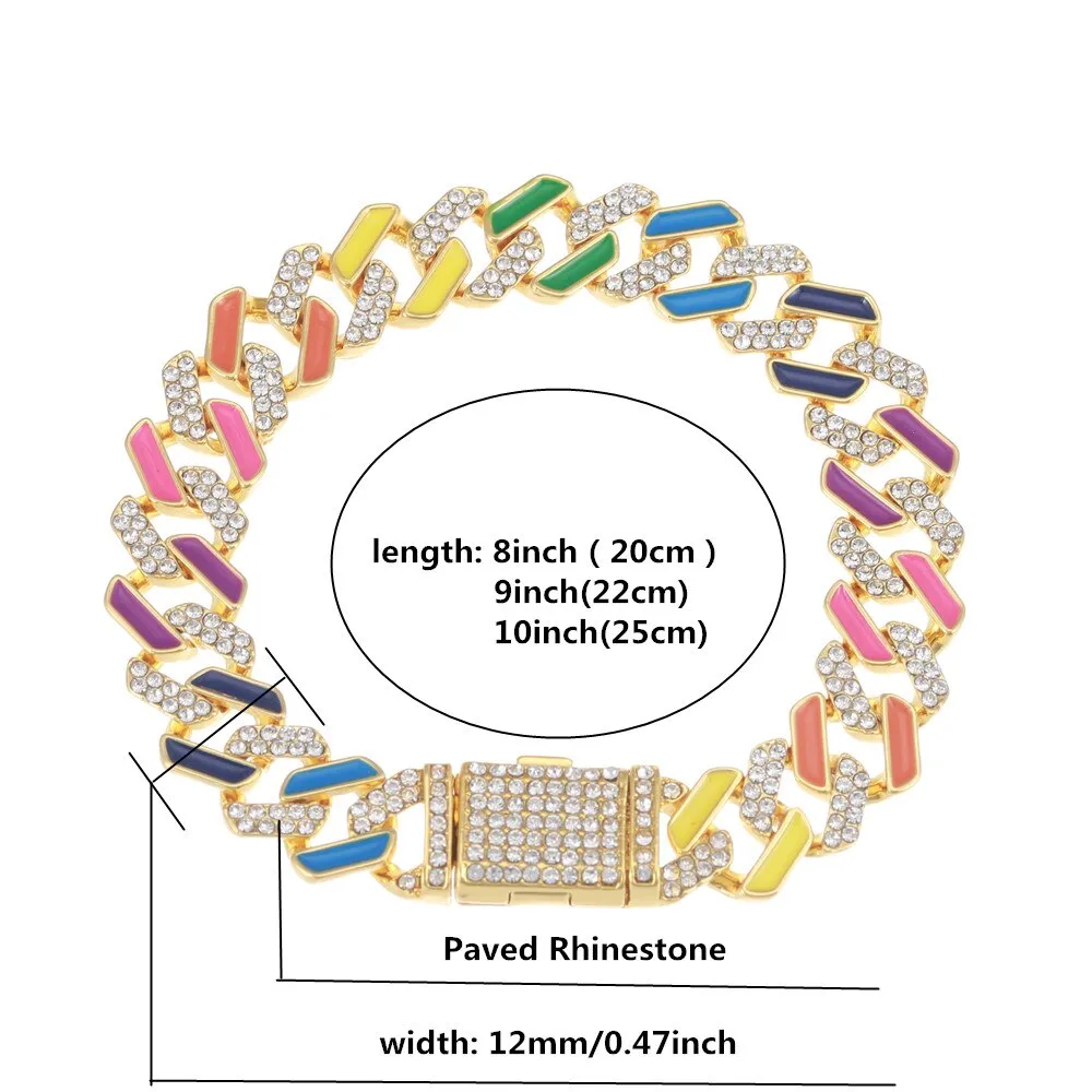Colorful Jewelry Neon Rainbow Miami Hip Hop Cuban Link Chain Women