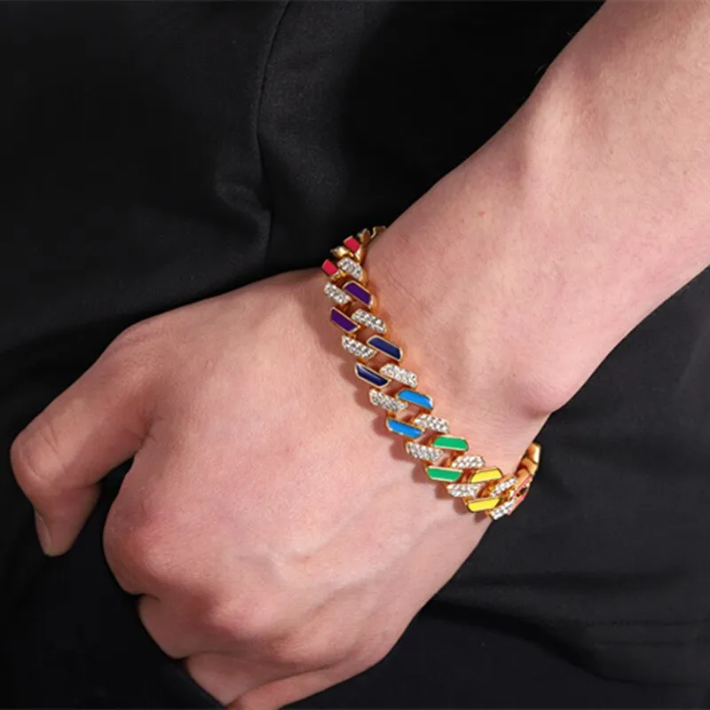 Colorful Jewelry Neon Rainbow Miami Hip Hop Cuban Link Chain Women