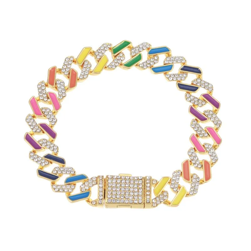 Colorful Jewelry Neon Rainbow Miami Hip Hop Cuban Link Chain Women