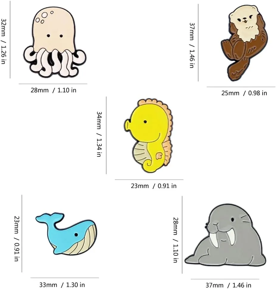 Colorful Sea Animal Brooches Clothing Jewelry for Sea Fashion Enthusiasts