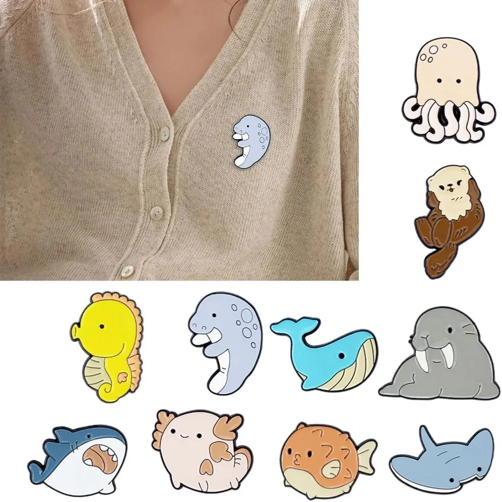 Colorful Sea Animal Brooches Clothing Jewelry for Sea Fashion Enthusiasts