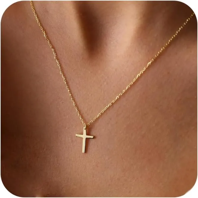 Cross Gold Layered Choker Neckalce for Women Dainty Cross Layering Pendant Necklace 14K Gold Plated Simple Trendy Jewelry for Women
